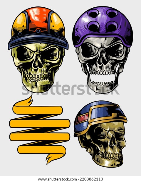 skull helmet set with tiered\
band