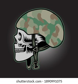 skull with helmet vector design