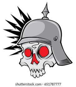 skull with helmet vector drawing