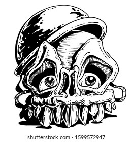 SKULL AND HELMET VECTOR DRAWING STYLE