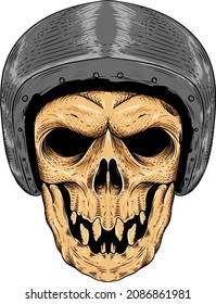 Skull with helmet vector illustration