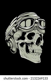 Skull with helmet vector illustration