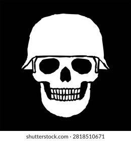 Skull with helmet vector illustration. Cranium logo symbol sign. Human head skeleton icon.