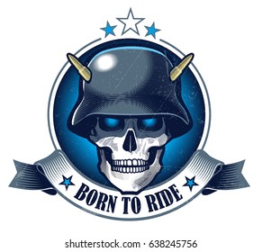 Skull in helmet. Vector illustration .eps10