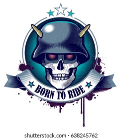 Skull in helmet. Vector illustration .eps10