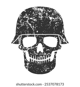 Skull and helmet vector illustration. Grunge texture. Human head skeleton icon.
 