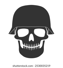 Skull and helmet vector illustration. Human head skeleton icon.