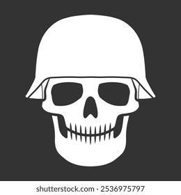 Skull and helmet vector illustration. Human head skeleton icon.