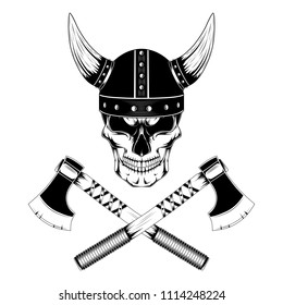 Skull Helmet Viking Axes Stock Vector (Royalty Free) 1114248224 ...