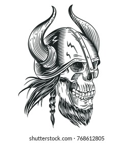 Skull Helmet Viking Style Engraving Tattoo Stock Vector (Royalty Free ...