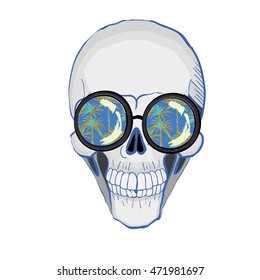 skull hipster glasses - vector illustration