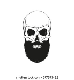 Skull hipster style, creative fashion design. Hand drawn vector illustration
