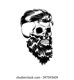Skull hipster style, creative fashion design. Hand drawn vector illustration