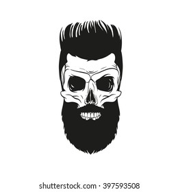 Skull hipster style, creative fashion design. Hand drawn vector illustration
