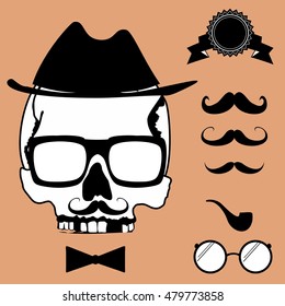skull hipster style set in vector format very easy to edit