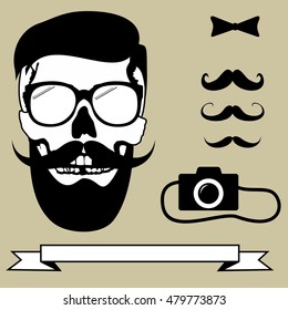 skull hipster style set in vector format very easy to edit