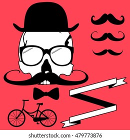 skull hipster style set in vector format very easy to edit