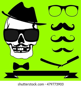 skull hipster style set in vector format very easy to edit