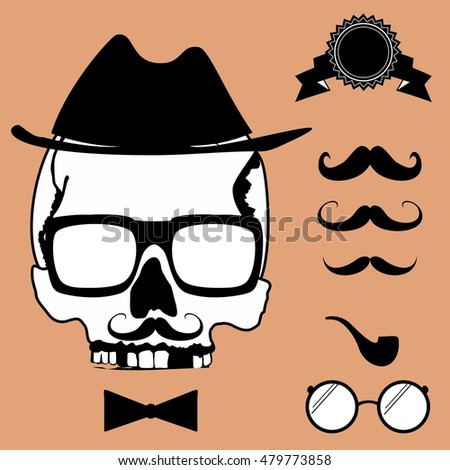 skull hipster style set in vector format very easy to edit