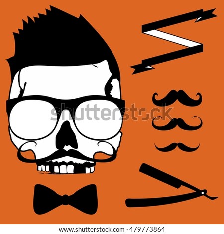 skull hipster style set in vector format very easy to edit