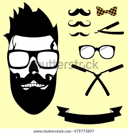 skull hipster style set in vector format very easy to edit