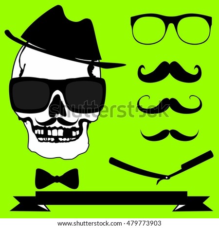 skull hipster style set in vector format very easy to edit