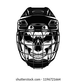 Skull in a hockey helmet.