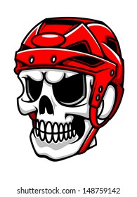 Skull In Hockey Helmet For Sport Team Mascot Design. Jpeg Version Also Available In Gallery