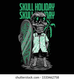 Skull Holiday Neon Series Illustration