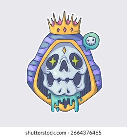 Calavera en la capucha. Caricatura de Vector. Estilo de moda. Ilustración vectorial.