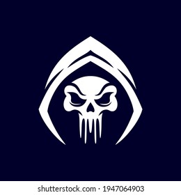 Skull in hood logo design, vector illustration