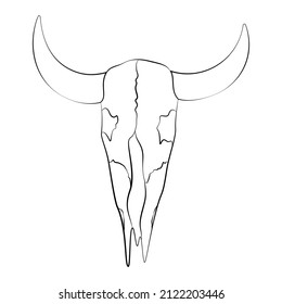 skull of horn animal outline silhouette