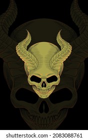 Skull with horn artwork illustration