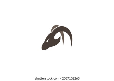 Skull Horn Bull Animal Silhouette Logo Design Vector