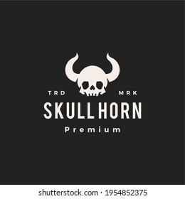 skull horn bull oni hipster vintage logo vector icon illustration