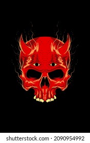 Skull with horn and eyes vector illustration