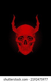 Skull with horn and light vector illustration