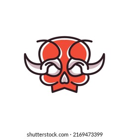 Skull Horn Line Creative Logo Design