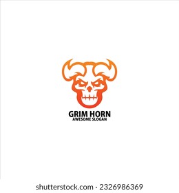 skull horn logo design gradient line