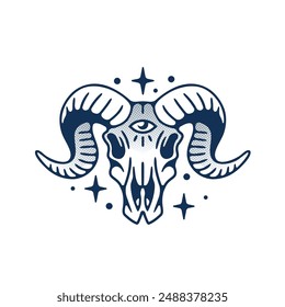 Skull horn logo vector illustration