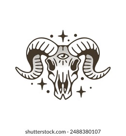 Skull horn logo vector illustration