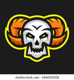 Skull with Horn mascot logo vector. Skull head with horn illustration.