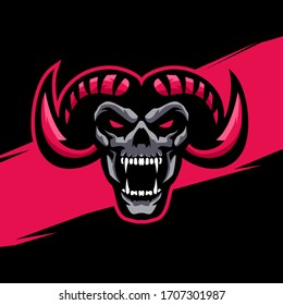 Skull horn mascot for sport and gaming logo