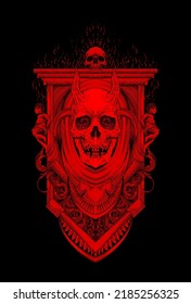 Skull horn with ornament skull and baby artwork illustration