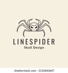 skull horn with spider line logo design, vector graphic symbol icon sign illustration