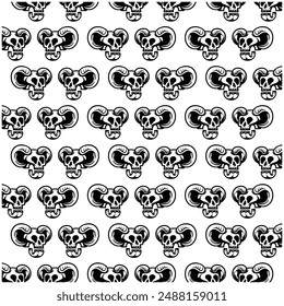 Skull Horn vector flat design background with decorative abstract design, seamless pattern background illustration