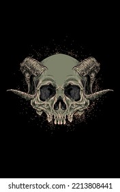 Skull with horn vector illustration