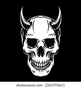 Skull with horn vector illustration