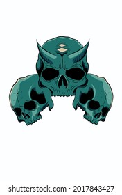 Skull with horn vector illustration hand drawing
