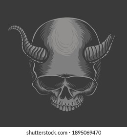 Skull horned devil vector illustration for your company or brand